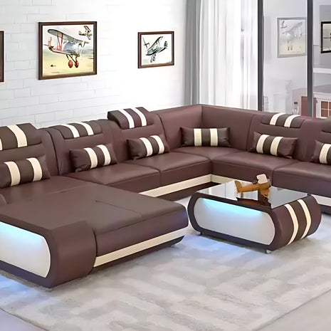 Leather Sectional Sofa With LED Lights / Ruchi 