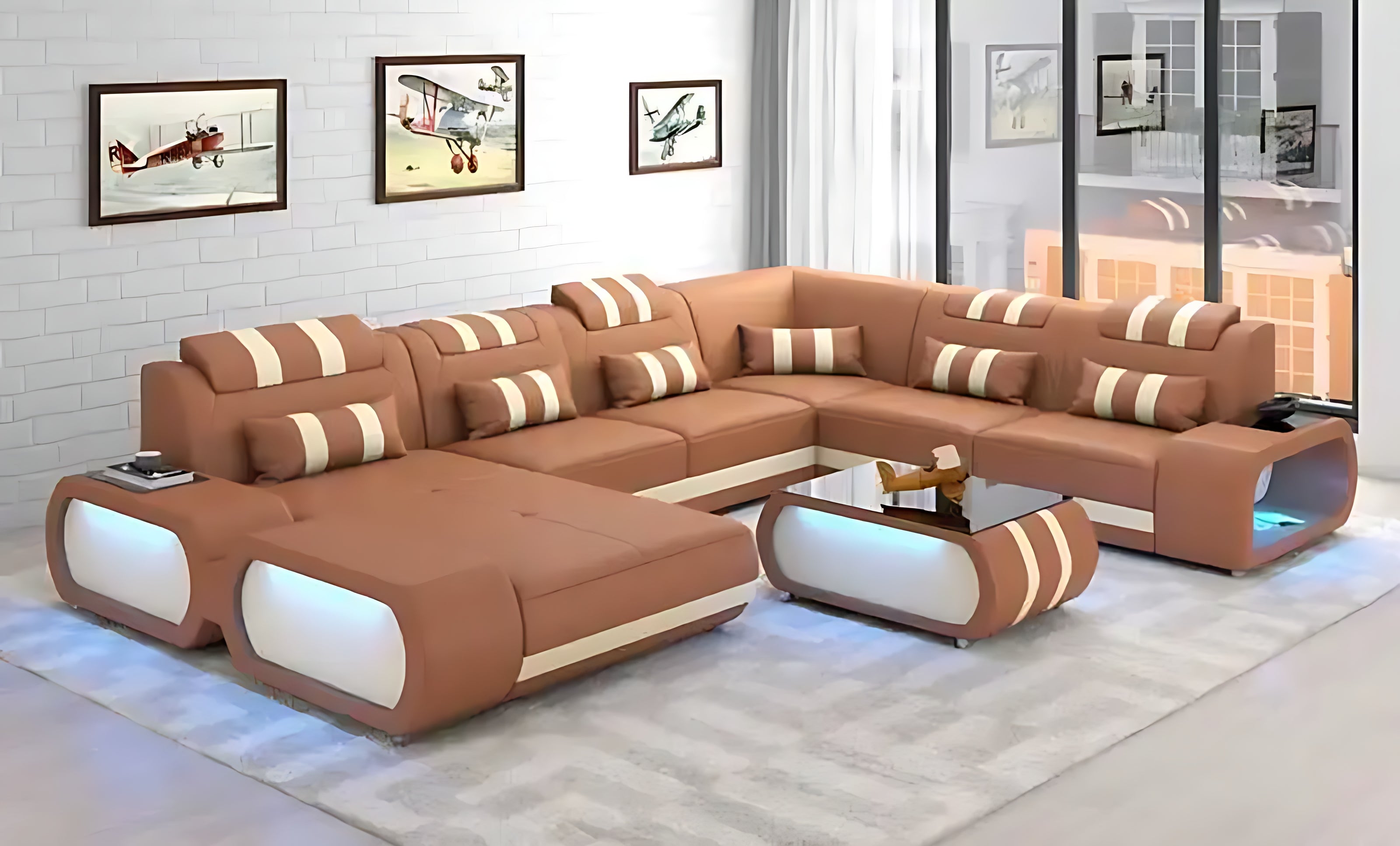 Leather Sectional Sofa With LED Lights / Ruchi 