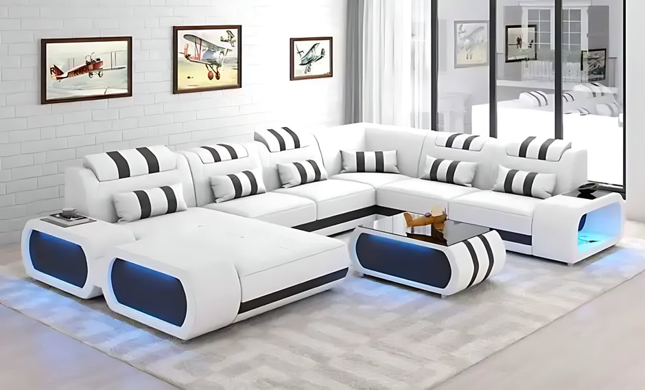 Leather Sectional Sofa With LED Lights / Ruchi 