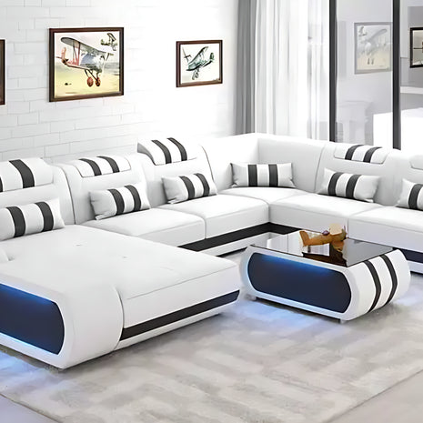 Leather Sectional Sofa With LED Lights / Ruchi 