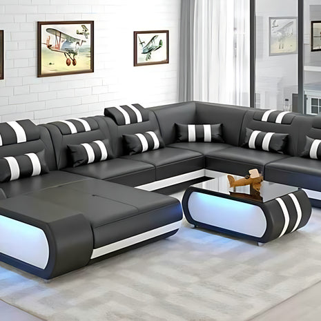 Leather Sectional Sofa With LED Lights / Ruchi 