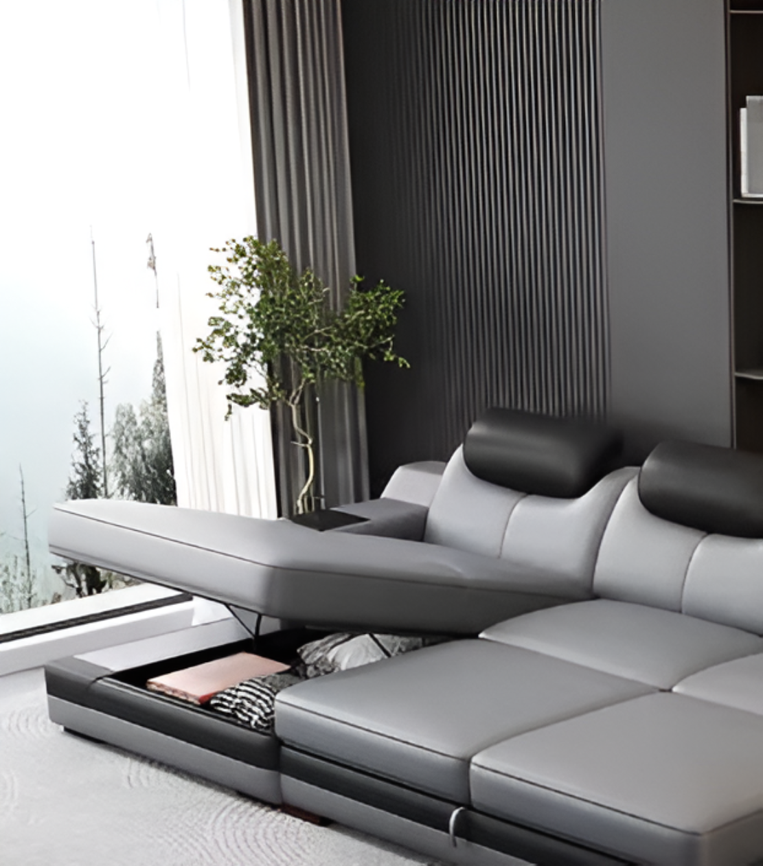 Multifunctional LED Leather Recliner Sofa Bed / Ruchi