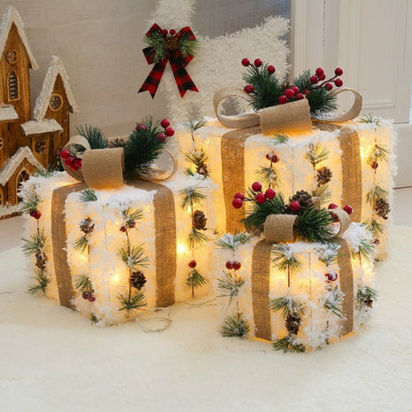 Set Of 3 Metal Christmas Gift Boxes / Ruchi