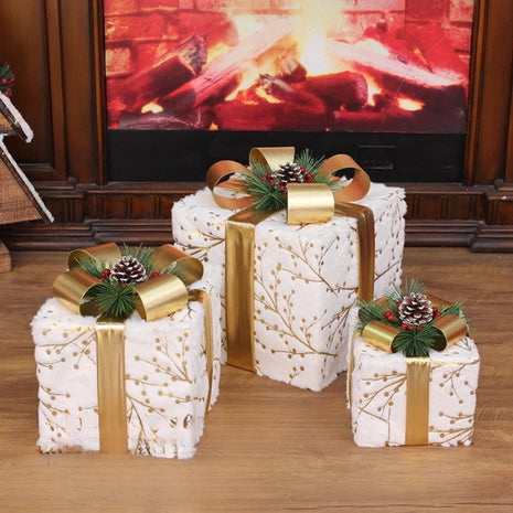 Set Of 3 Metal Christmas Gift Boxes / Ruchi