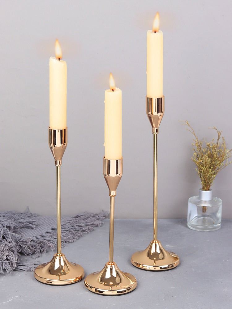 3 Pieces Trumpet Cup Shaped Metal Candle Holder / Ruchi