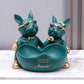 Couple Bulldog Resin Love Statue With Bowl / Ruchi