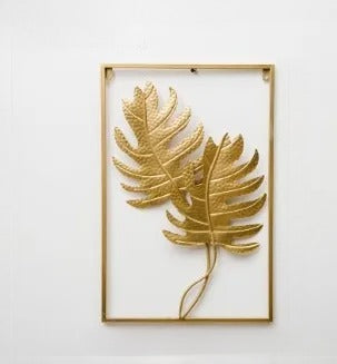 Captivating Leaf Inspired Golden Metal Wall Hanging / Ruchi