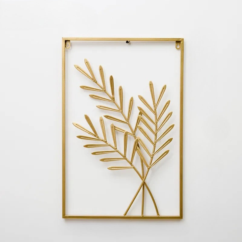 Endearing Leaf Style Golden Metal Wall Hanging / Ruchi