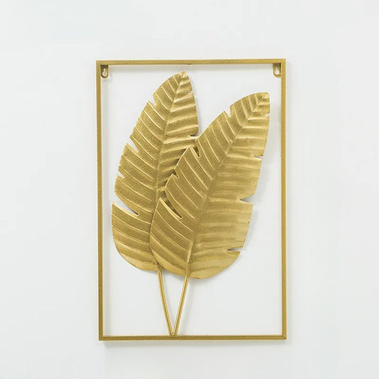 Endearing Leaf Style Golden Metal Wall Hanging / Ruchi