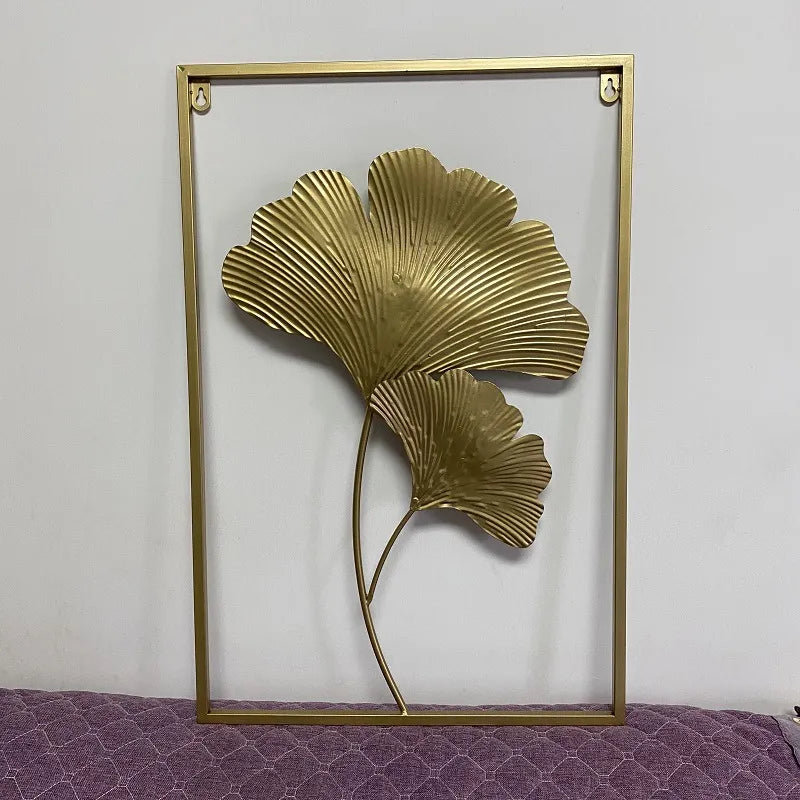 Endearing Leaf Style Golden Metal Wall Hanging / Ruchi