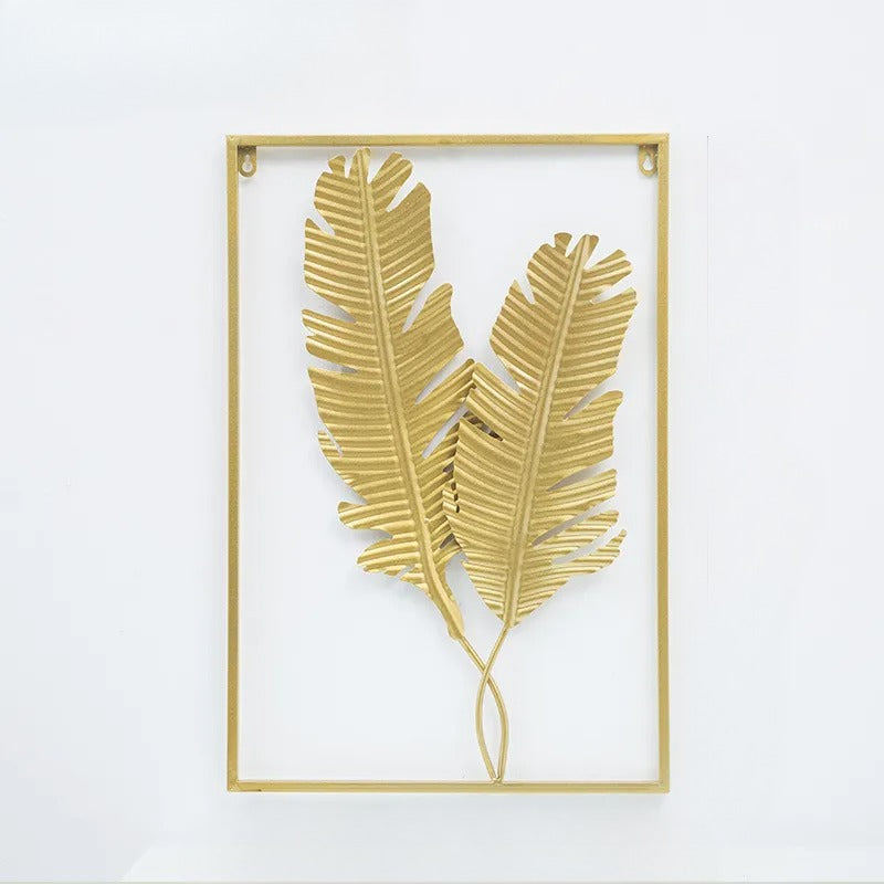 Endearing Leaf Style Golden Metal Wall Hanging / Ruchi
