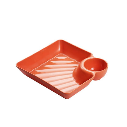 7 Inches Square Plastic Platter With Sauce Holder / Ruchi