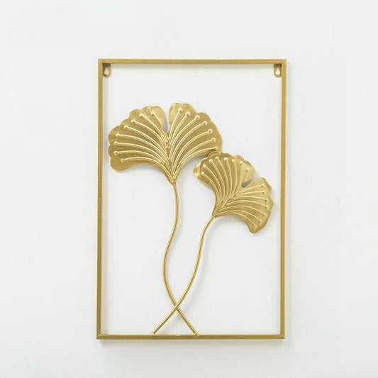 Enchanting Leaf Articraft Golden Metal Wall Hanging / Ruchi