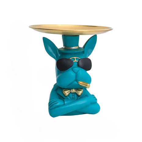 Charming Dog Statue With Metal Tray / Ruchi