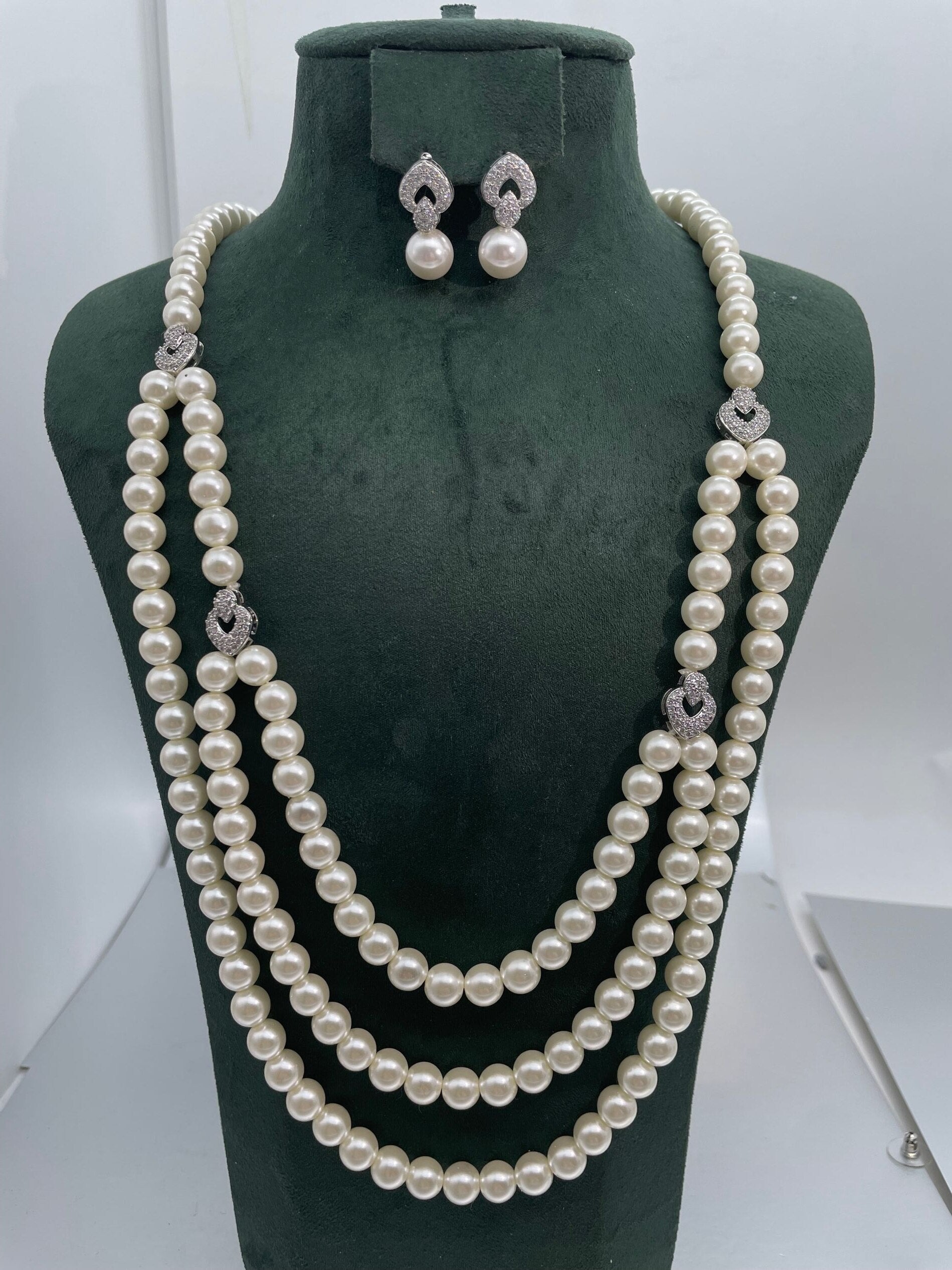 Pearl Zirconia Crystal Jewelry Set