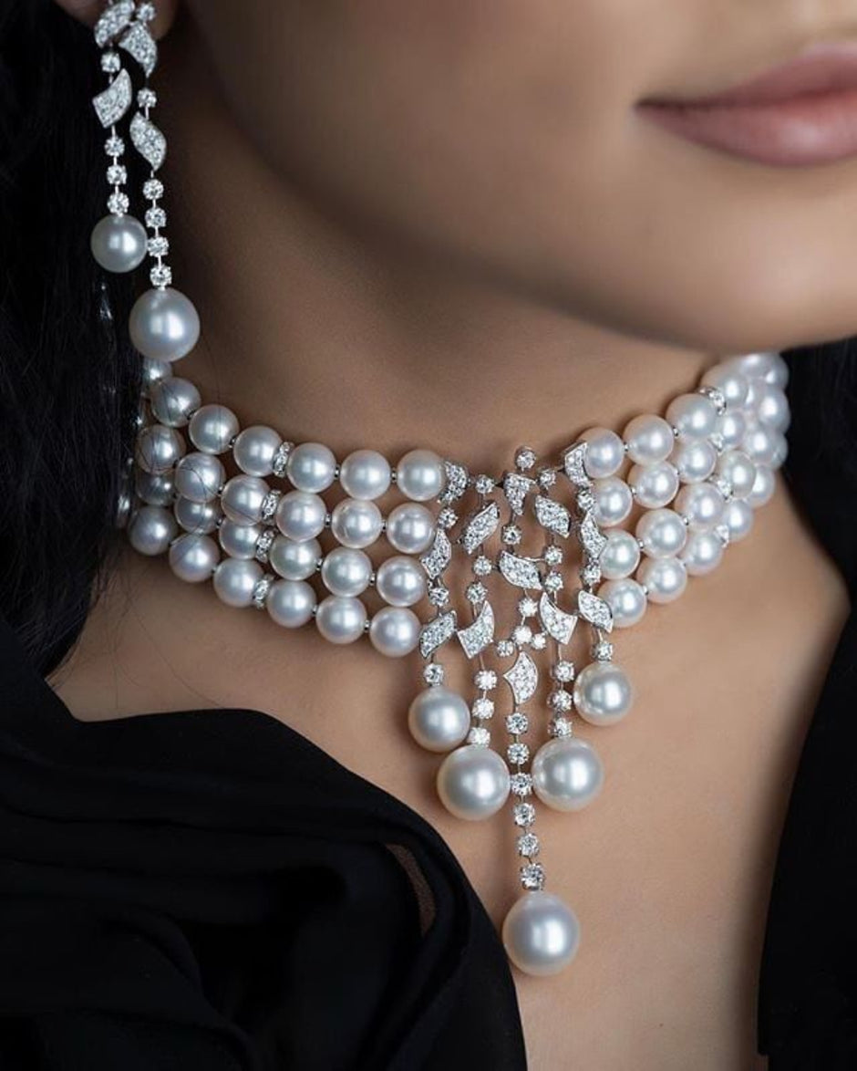 Pearl Zirconia Crystal Jewelry Set