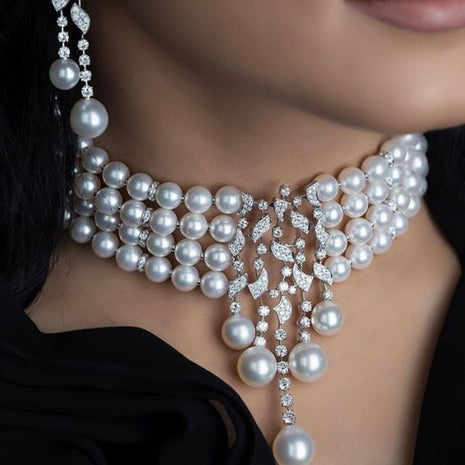 Pearl Zirconia Crystal Jewelry Set