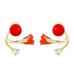 Endearing Tulip Flower Design Pearl Metal Stud Earrings / Ruchi