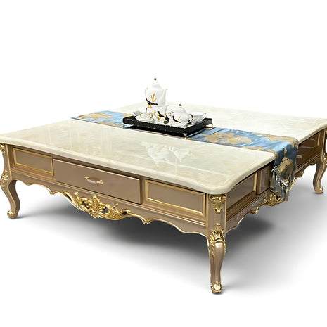 European Marble Top Coffee Table With Storage / Ruchi