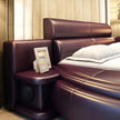 Modern Leather Round Bed With Headboard / Ruchi