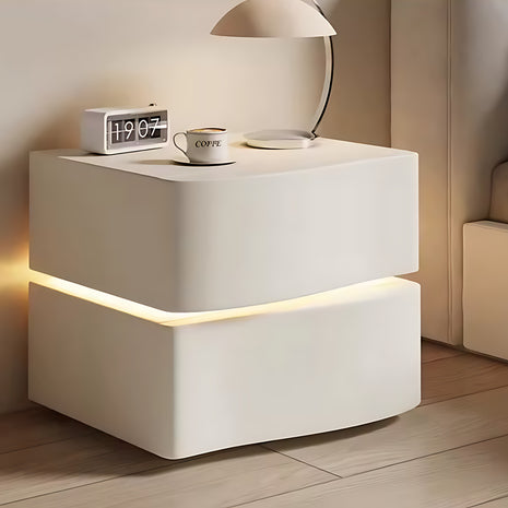 Wooden Leather Bedside Table With LED / Ruchi