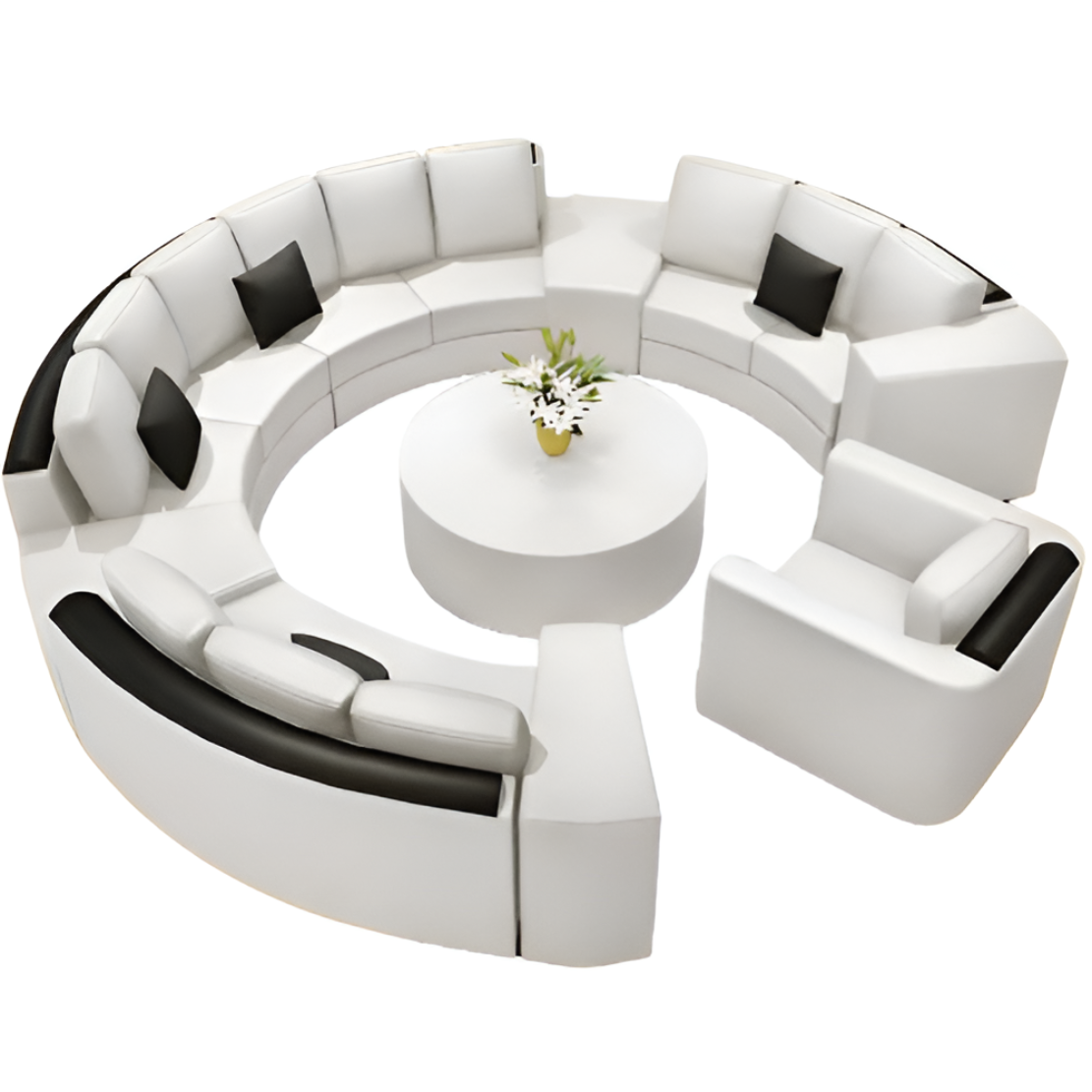 Opulent Leather Round Sectional Sofa