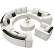 Opulent White Leather Round Sectional Sofa Set / Ruchi
