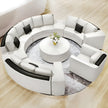 Opulent White Leather Round Sectional Sofa Set / Ruchi