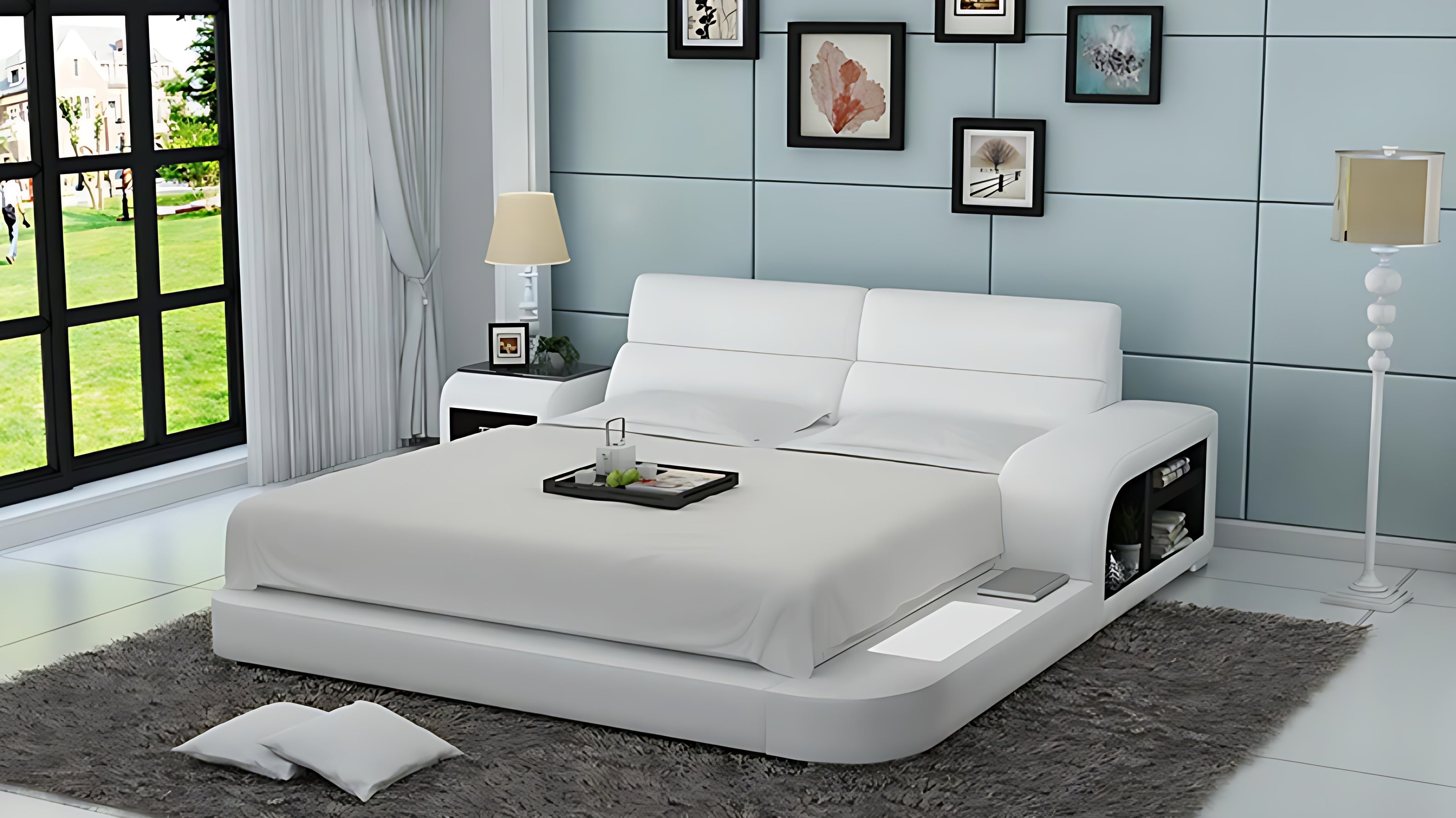 Modern LED Platform Leather Bed / Ruchi
