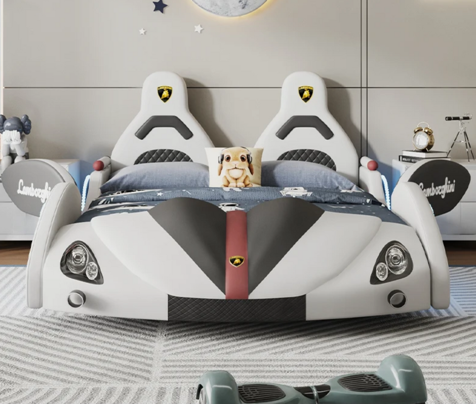 Car Theme Childrens LED Leather Bed / Ruchi