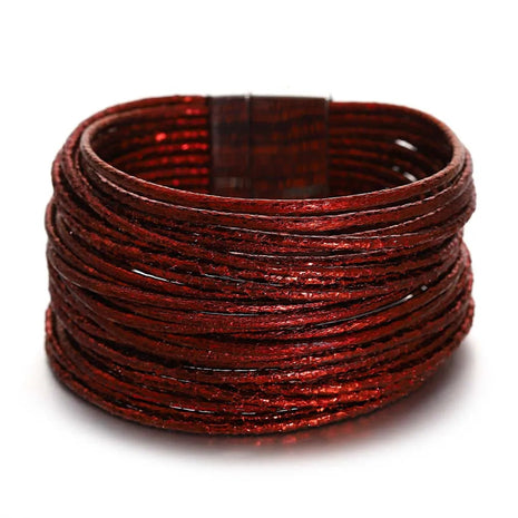Charming Glittery Wrapped Leather Bracelet