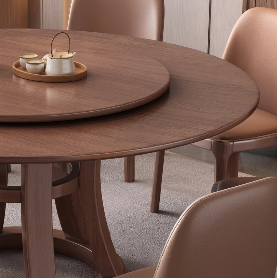 Round Wooden Dining Table Set With 6 Chairs