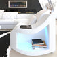 Diamond Design LED Embedded Leather Sectional-Sofa