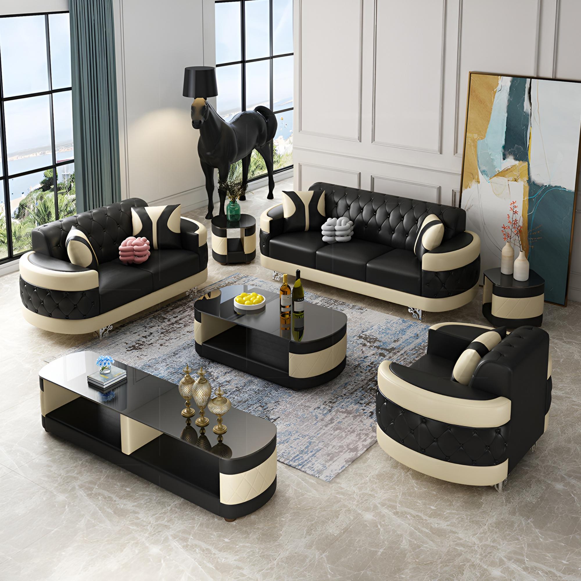 3-Piece Living Room Leather Sofa Set