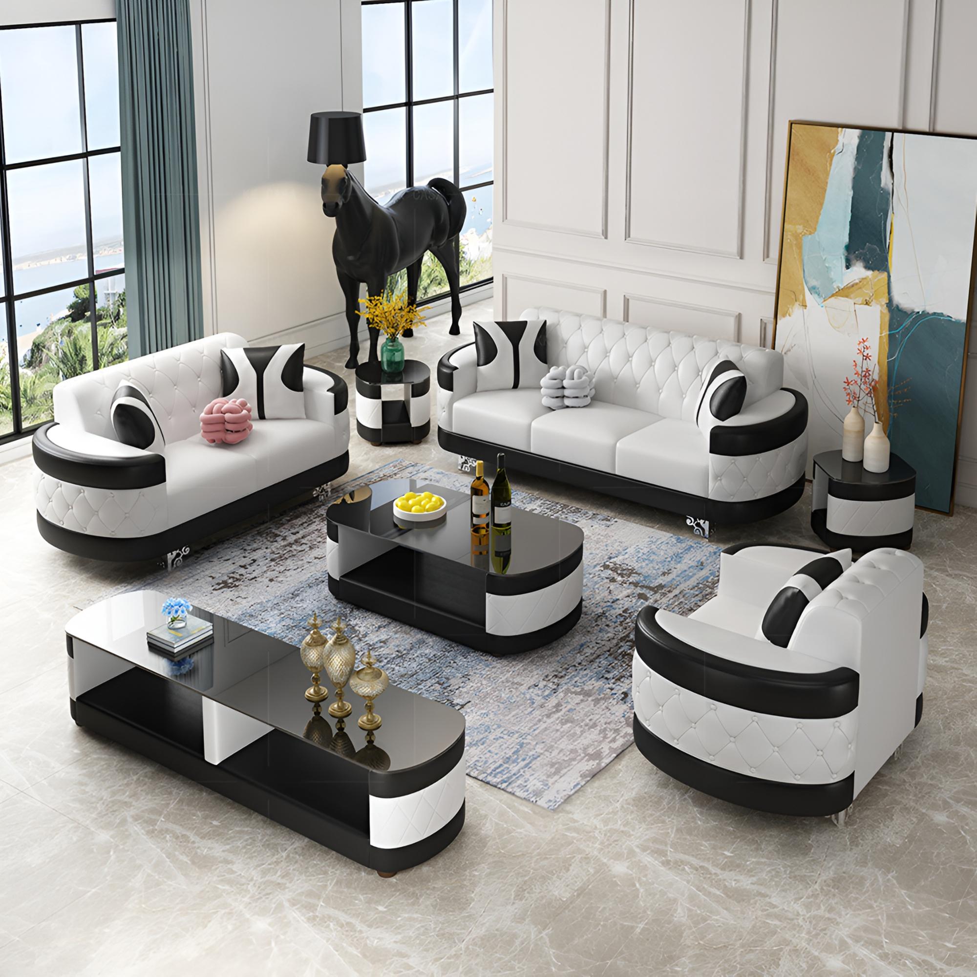 3-Piece Living Room Leather Sofa Set