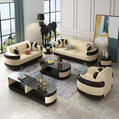 3-Piece Living Room Leather Sofa Set