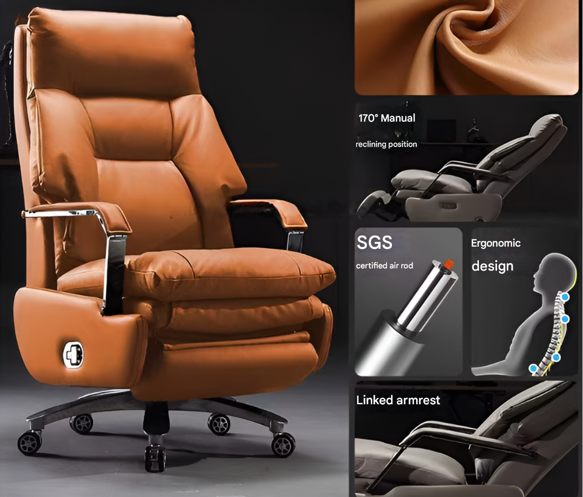 Ergonomic Modern Recliner Leather Office Chair