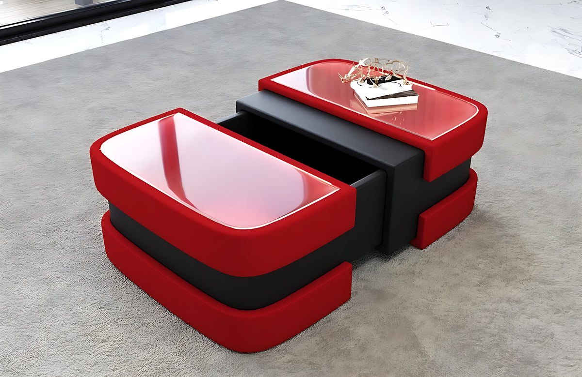 Extendable Glass Top Leather Coffee Table / Ruchi