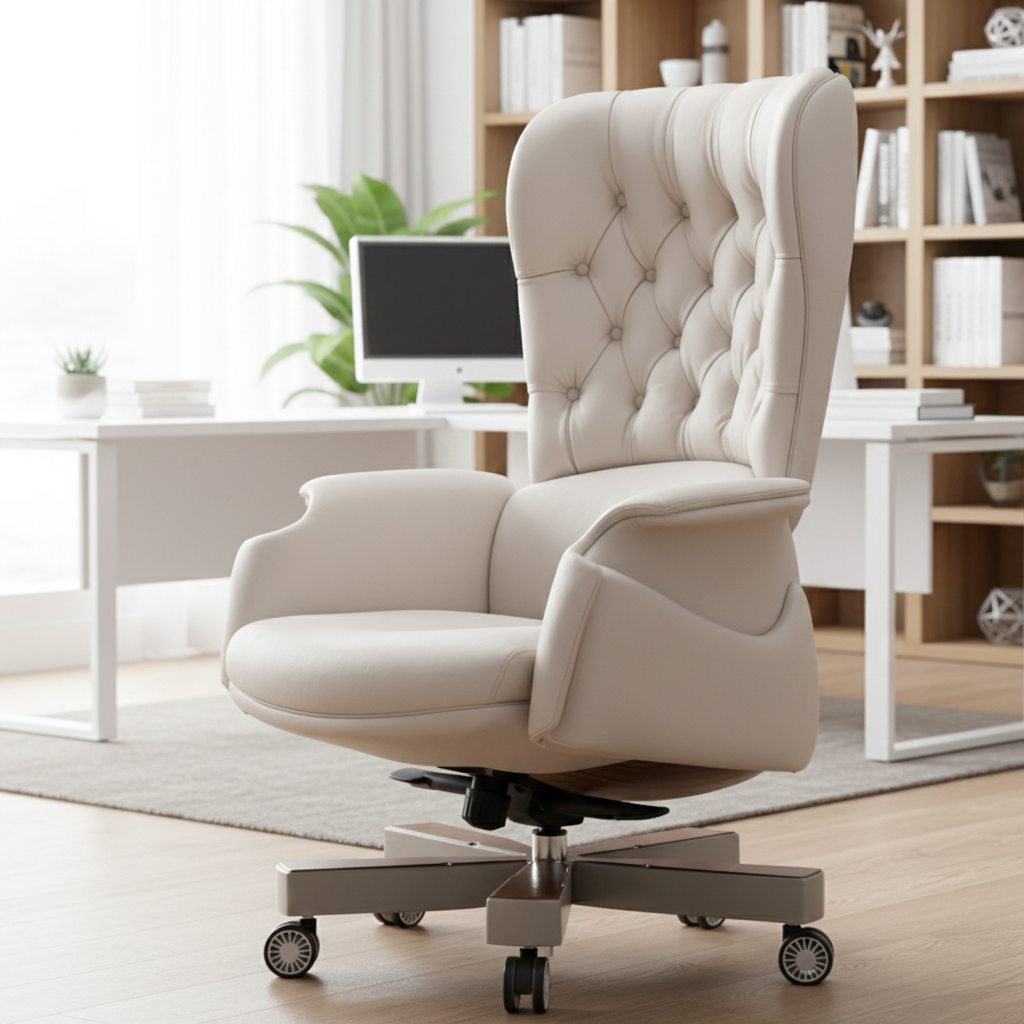Modern Reclining Leather Ergonomic Office Chair / Ruchi