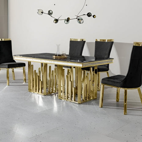 Shiny Marble Dining Table Set
