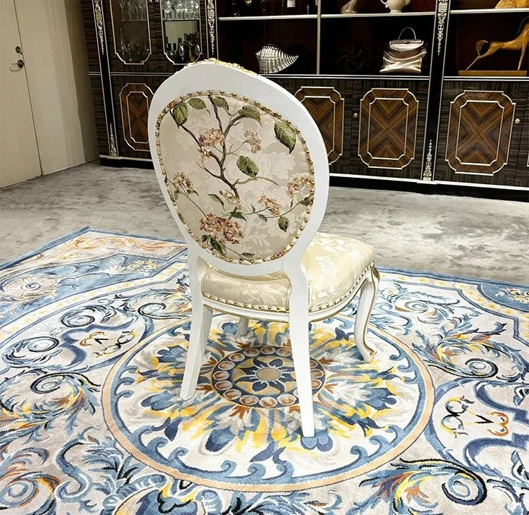 European Wooden Round Dining Table With 6 Chairs / Ruchi