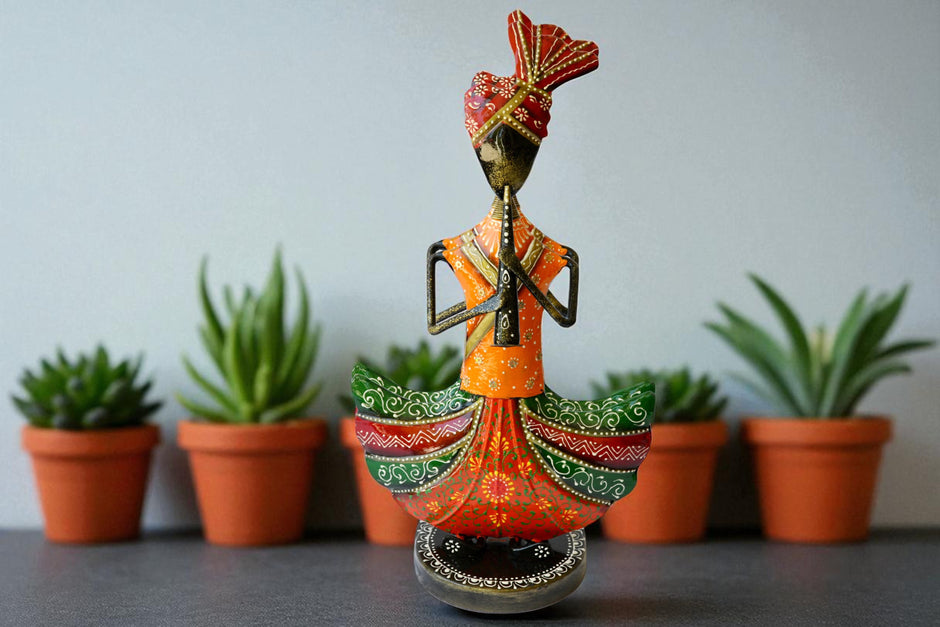 Colorful Metal Statue With Musical Instrument / Ruchi