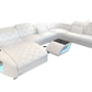 Diamond Design LED Embedded Leather Sectional-Sofa
