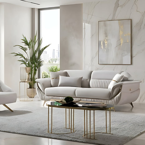 Classic Velvet Fabric Sofa Set Of 3 / Ruchi