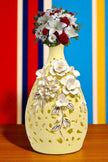 Intricate Yellow Porcelain Flower Vase / Ruchi