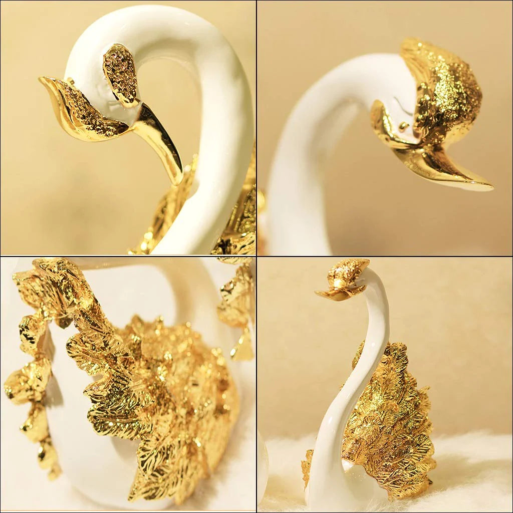 Eye-Pleasing White And Golden Resin Decorative Show Piece / Ruchi