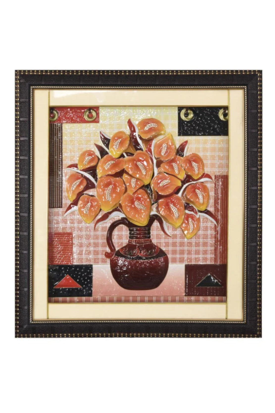 Printed Flower Pot Framed Wall Hanging / Ruchi