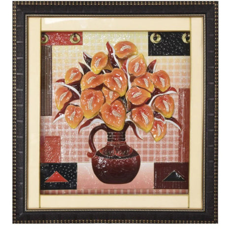 Printed Flower Pot Framed Wall Hanging / Ruchi
