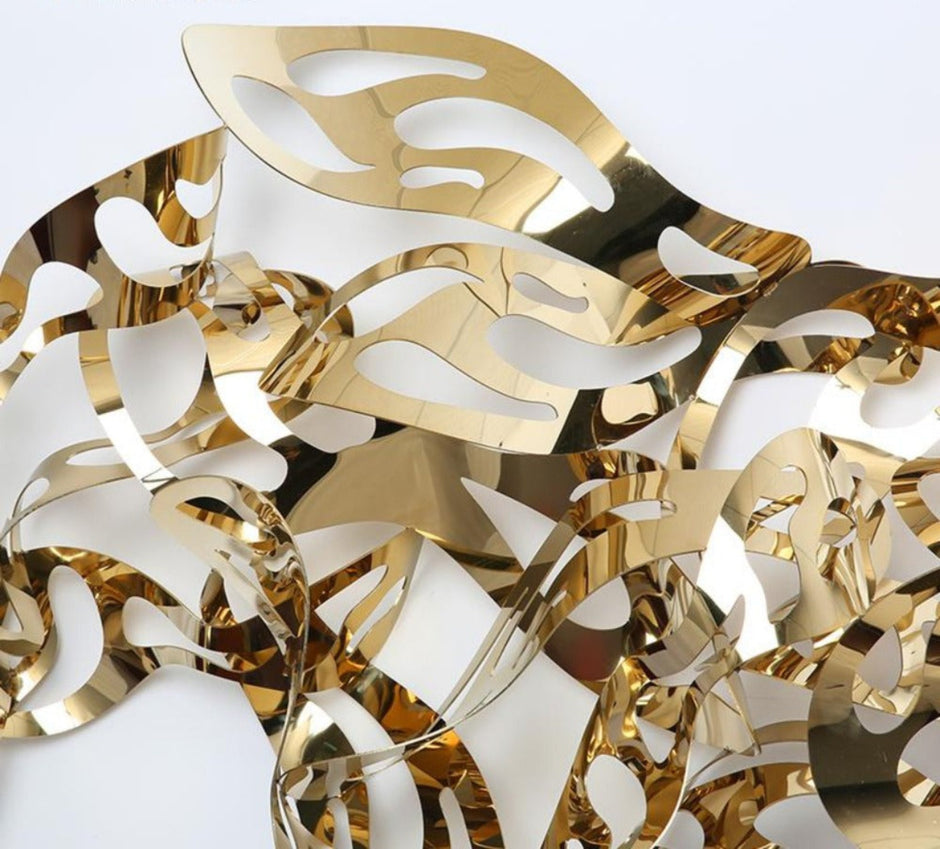 Wavy Lines Golden Metal Wall Hanging / Ruchi