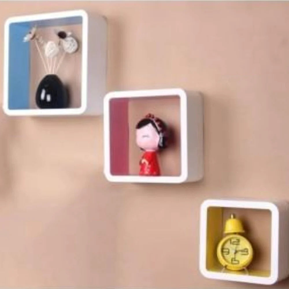 3 Pcs Cuboid Wooden Wall Shelf / Ruchi